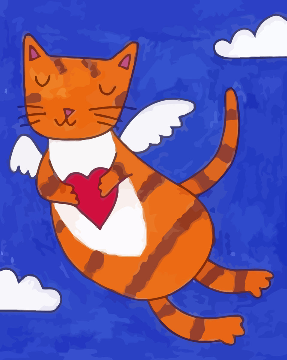 Cute Cartoon Flying Cat Paint by Numbers Kids –