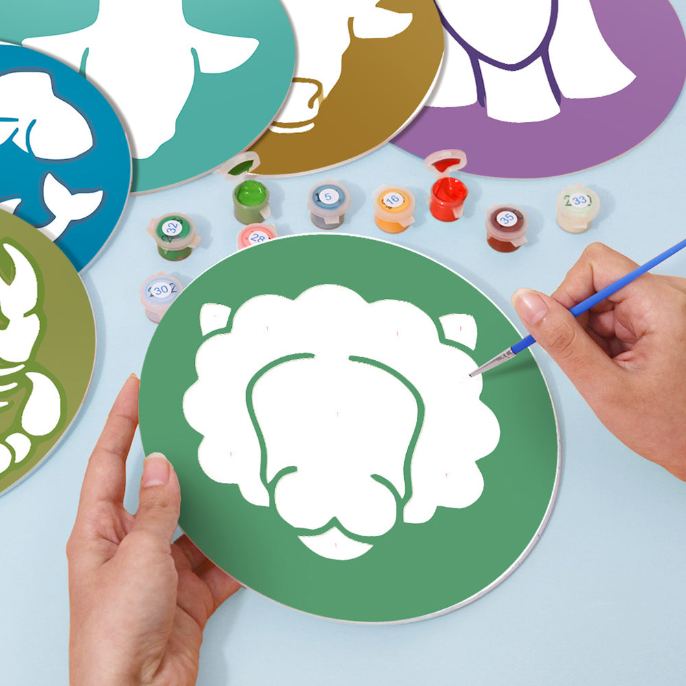 12Pcs Cartoon Constellation Logo Placemats Paint by Numbers