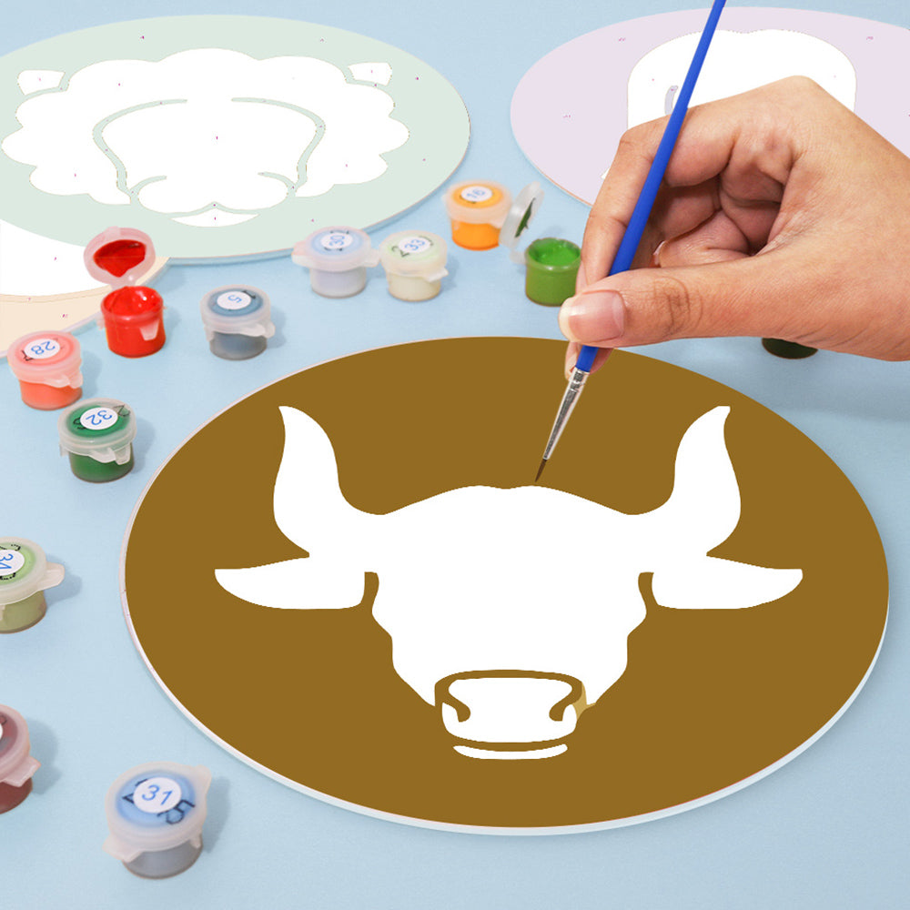 12Pcs Cartoon Constellation Logo Placemats Paint by Numbers