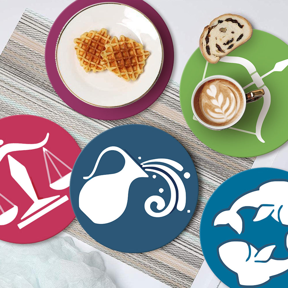 12Pcs Cartoon Constellation Logo Placemats Paint by Numbers
