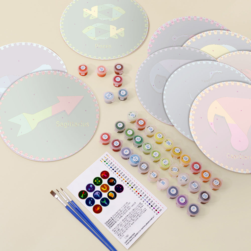 12Pcs Constellation Series Placemats Paint by Numbers