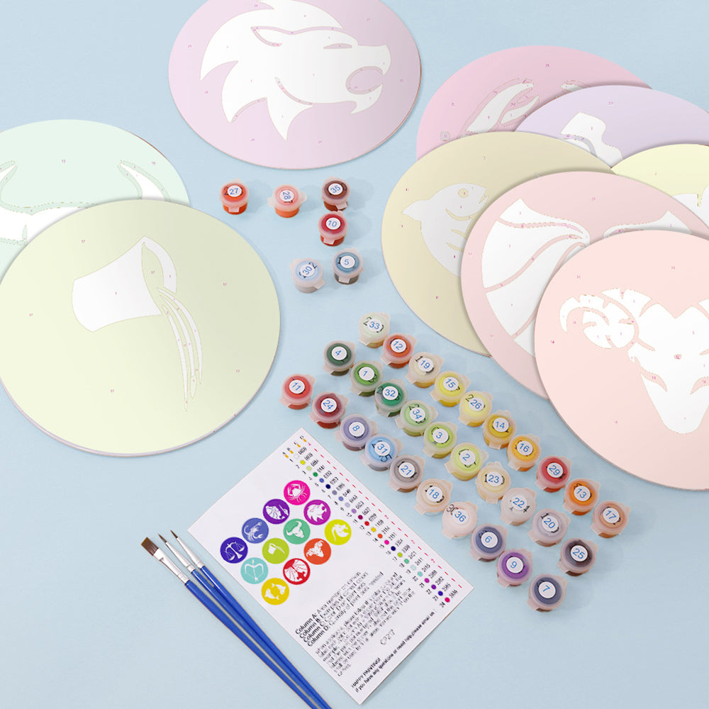 12Pcs Zodiac Sign Placemats Paint by Numbers