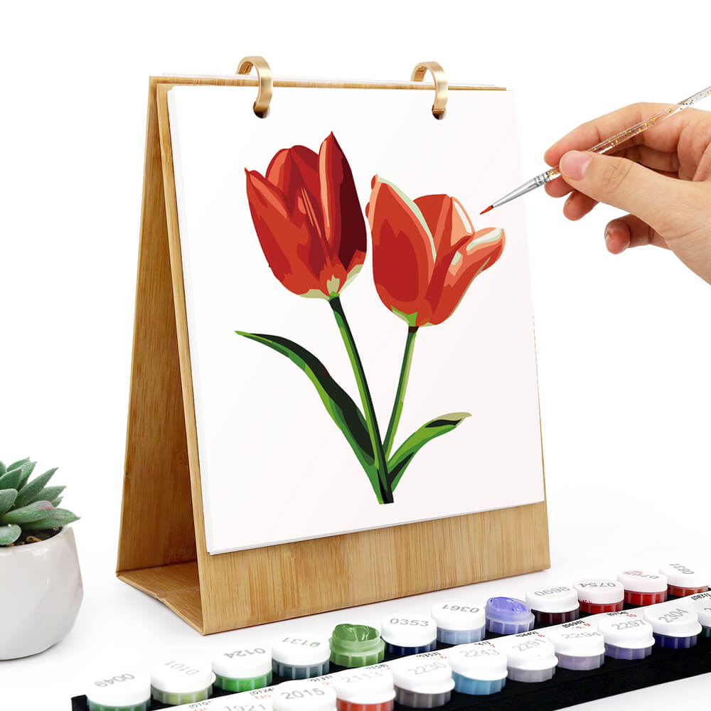 2026 Desk Calendar Paint by Numbers | Beautiful Flowers