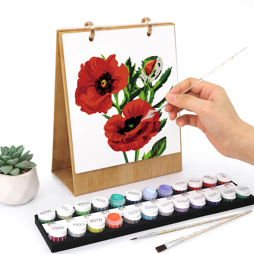 2026 Desk Calendar Paint by Numbers | Beautiful Flowers