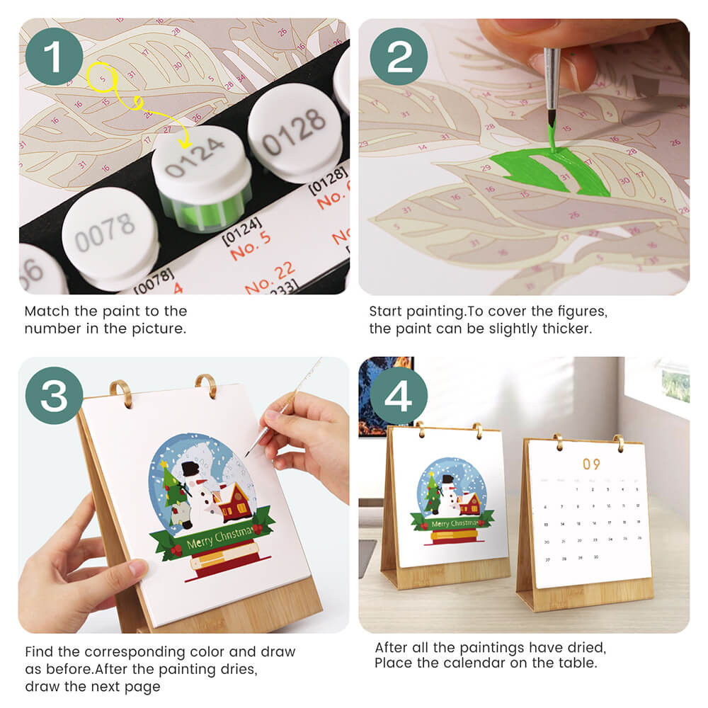 2026 Desk Calendar Paint by Numbers | Christmas Atmosphere