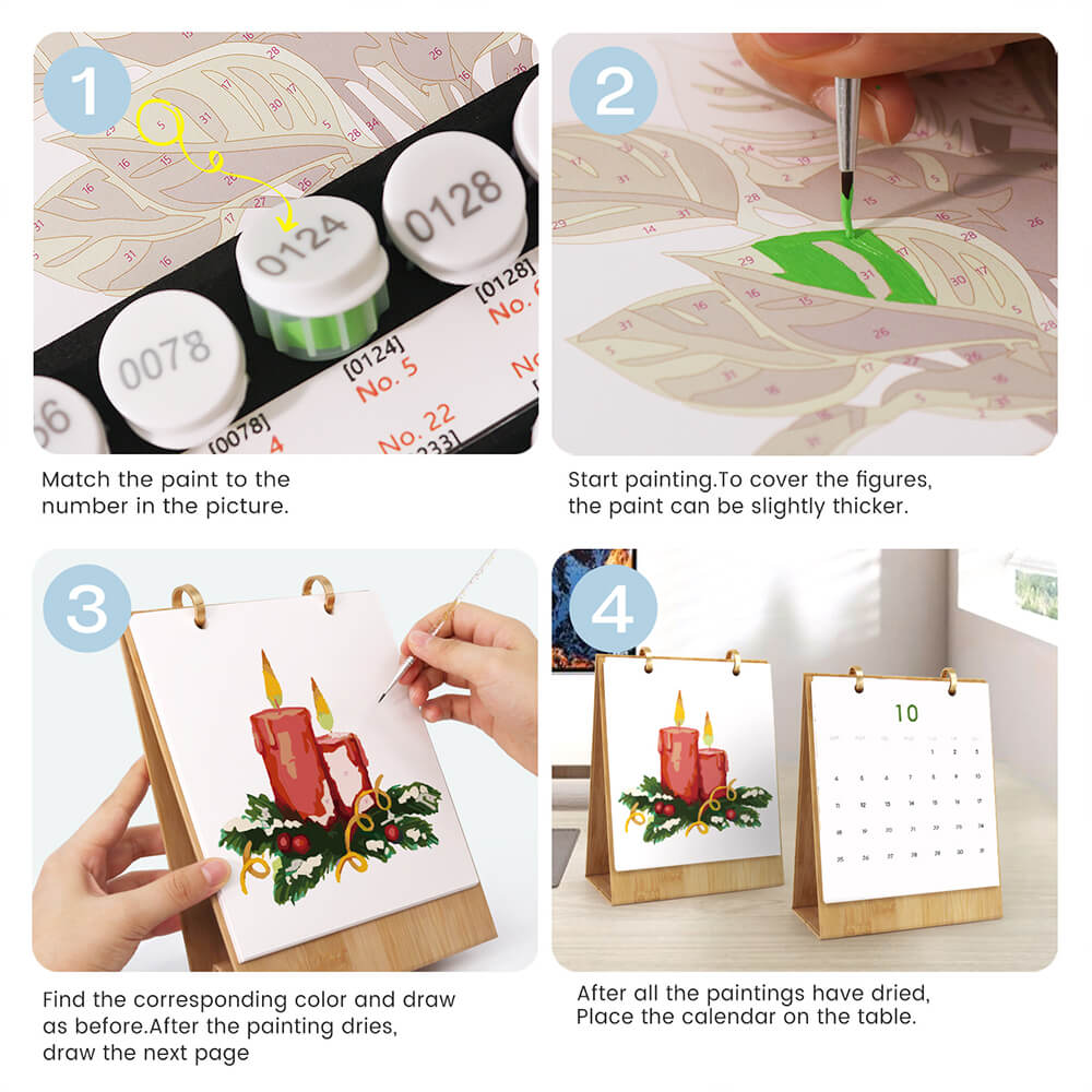 2026 Desk Calendar Paint by Numbers | Christmas Decorations