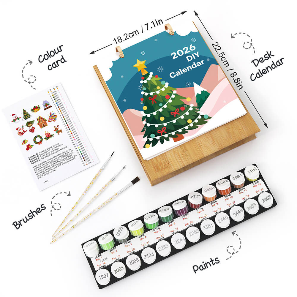 2026 Desk Calendar Paint by Numbers | Christmas Decorations