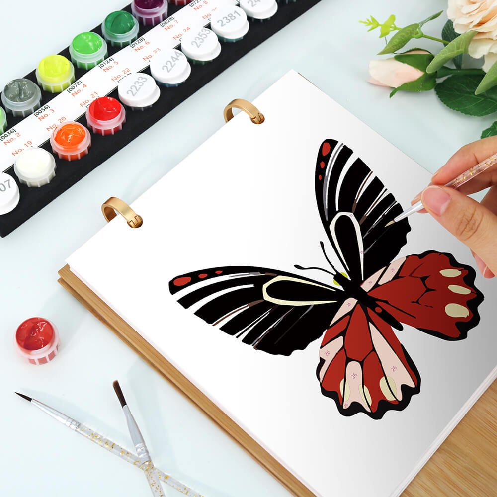 2026 Desk Calendar Paint by Numbers | Colorful Butterfly Specimens