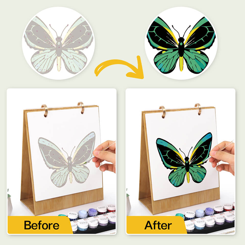 2026 Desk Calendar Paint by Numbers | Colorful Butterfly Specimens