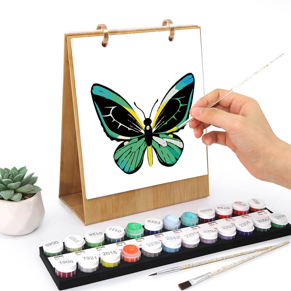 2026 Desk Calendar Paint by Numbers | Colorful Butterfly Specimens