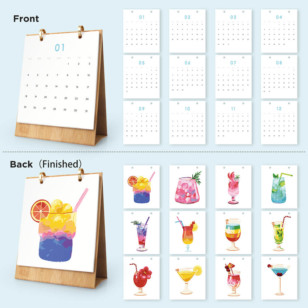 2026 Desk Calendar Paint by Numbers | Delicious Cocktails