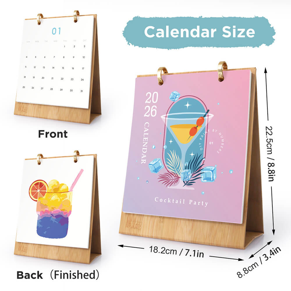 2026 Desk Calendar Paint by Numbers | Delicious Cocktails