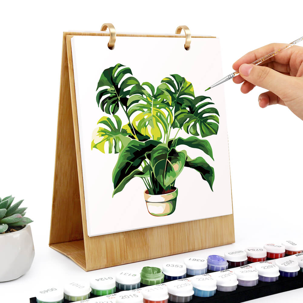 2026 Desk Calendar Paint by Numbers | Green Potted Plant