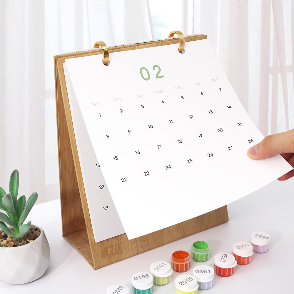 2026 Desk Calendar Paint by Numbers | Green Potted Plant