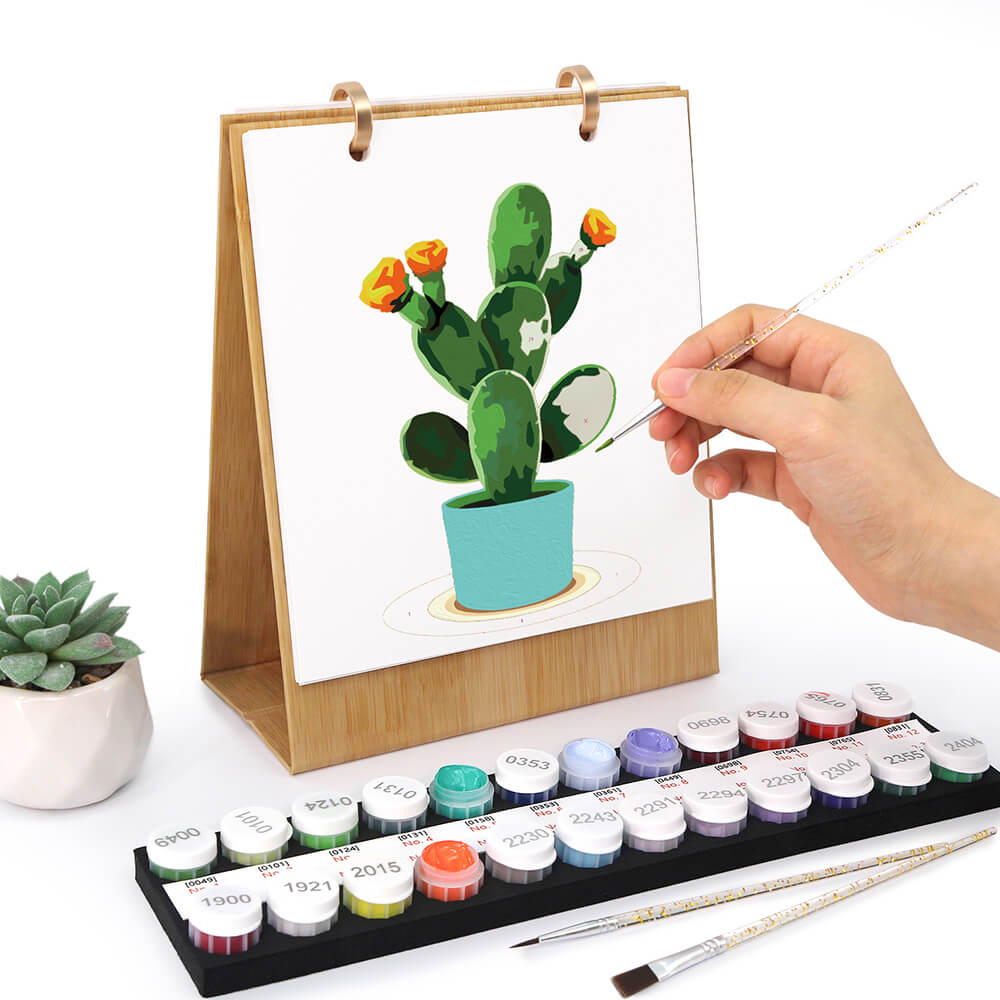 2026 Desk Calendar Paint by Numbers | Green Potted Plant