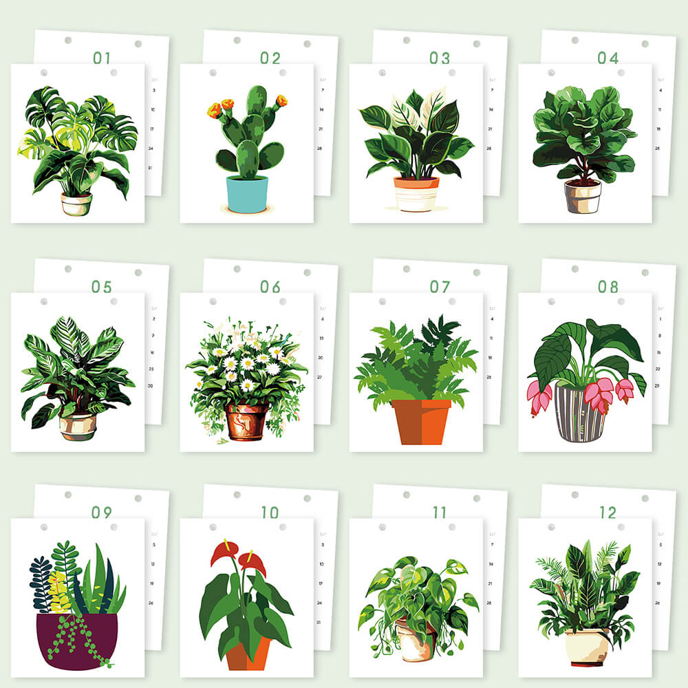 2026 Desk Calendar Paint by Numbers | Green Potted Plant