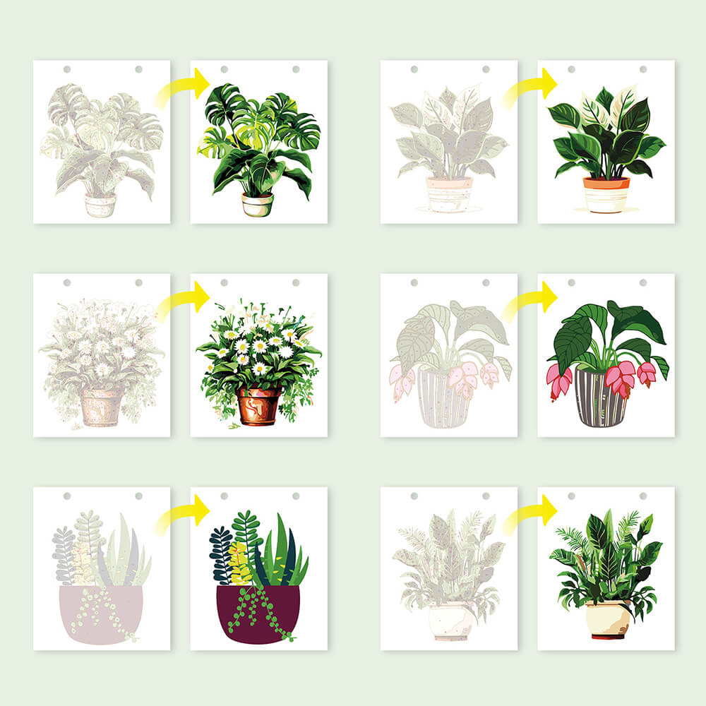 2026 Desk Calendar Paint by Numbers | Green Potted Plant