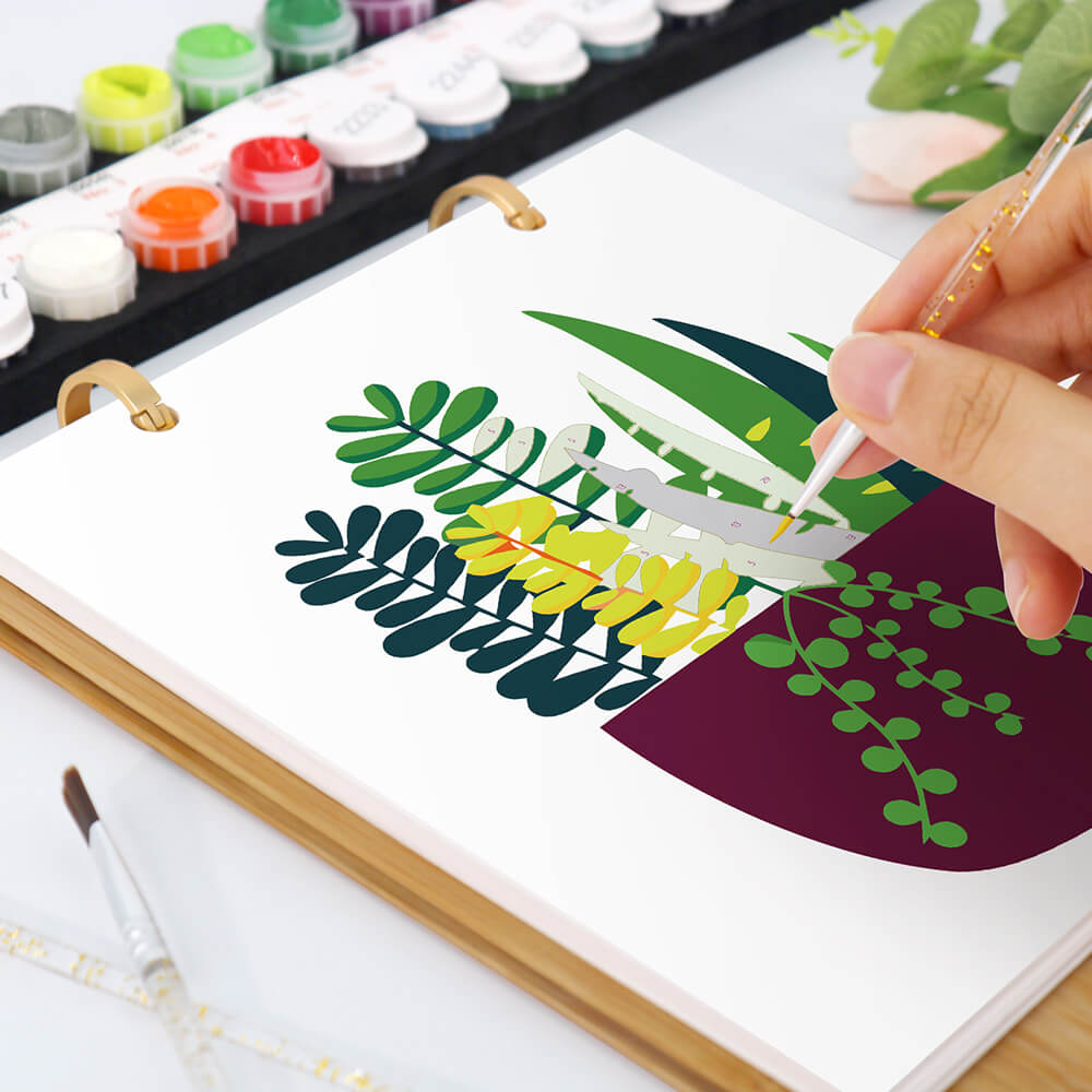2026 Desk Calendar Paint by Numbers | Green Potted Plant