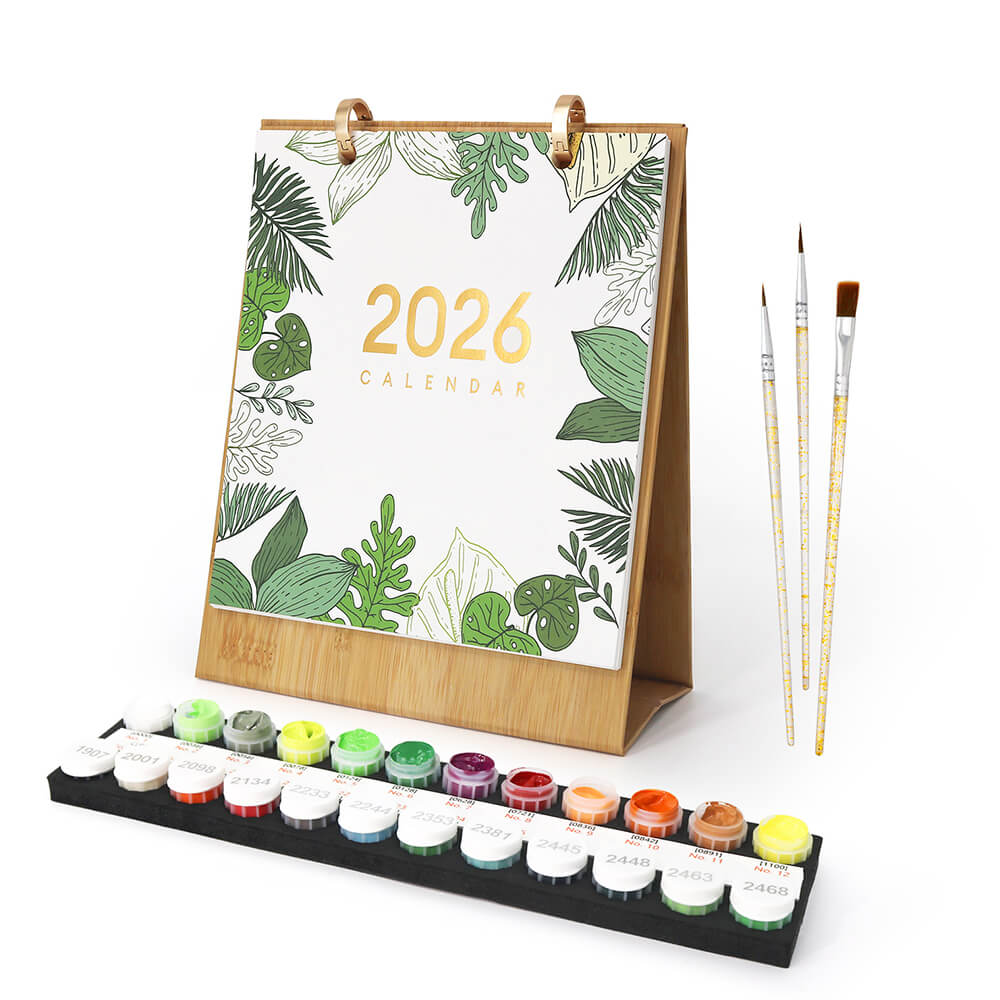 2026 Desk Calendar Paint by Numbers | Green Potted Plant
