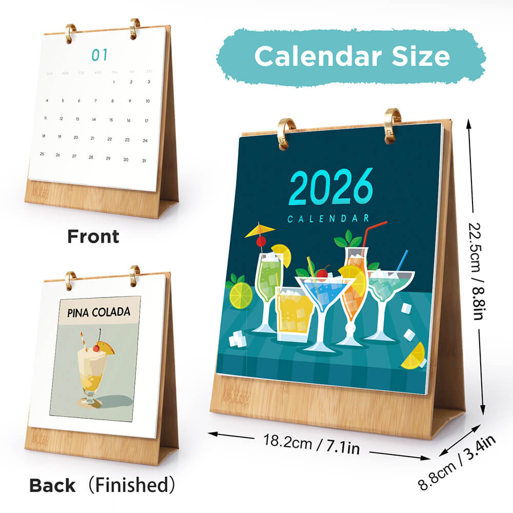 2026 Desk Calendar Paint by Numbers | Luxury Cocktails