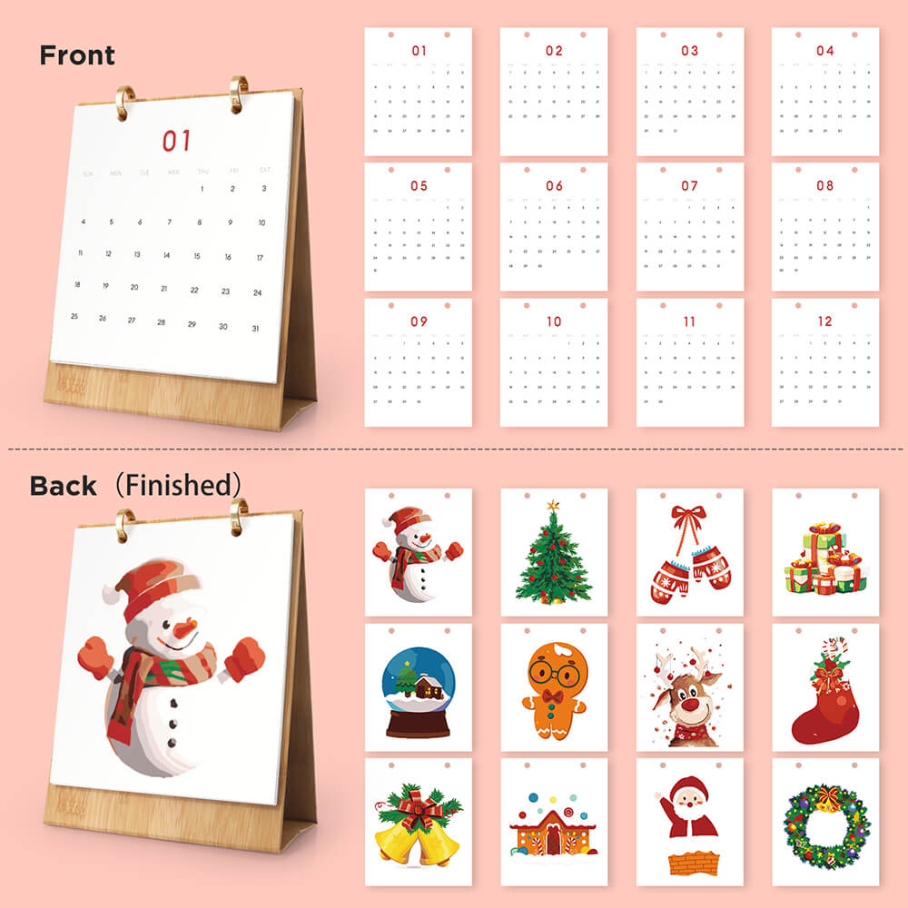 2026 Desk Calendar Paint by Numbers | Merry Christmas