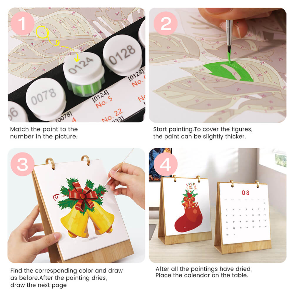 2026 Desk Calendar Paint by Numbers | Merry Christmas