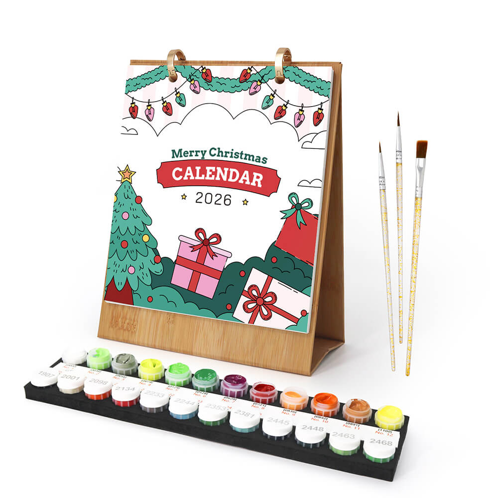 2026 Desk Calendar Paint by Numbers | Merry Christmas