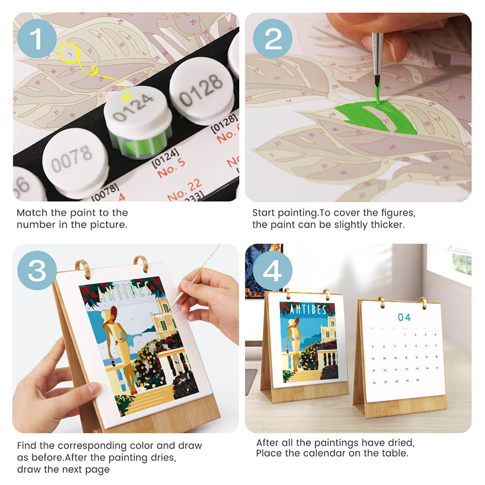 2026 Desk Calendar Paint by Numbers | World Travel