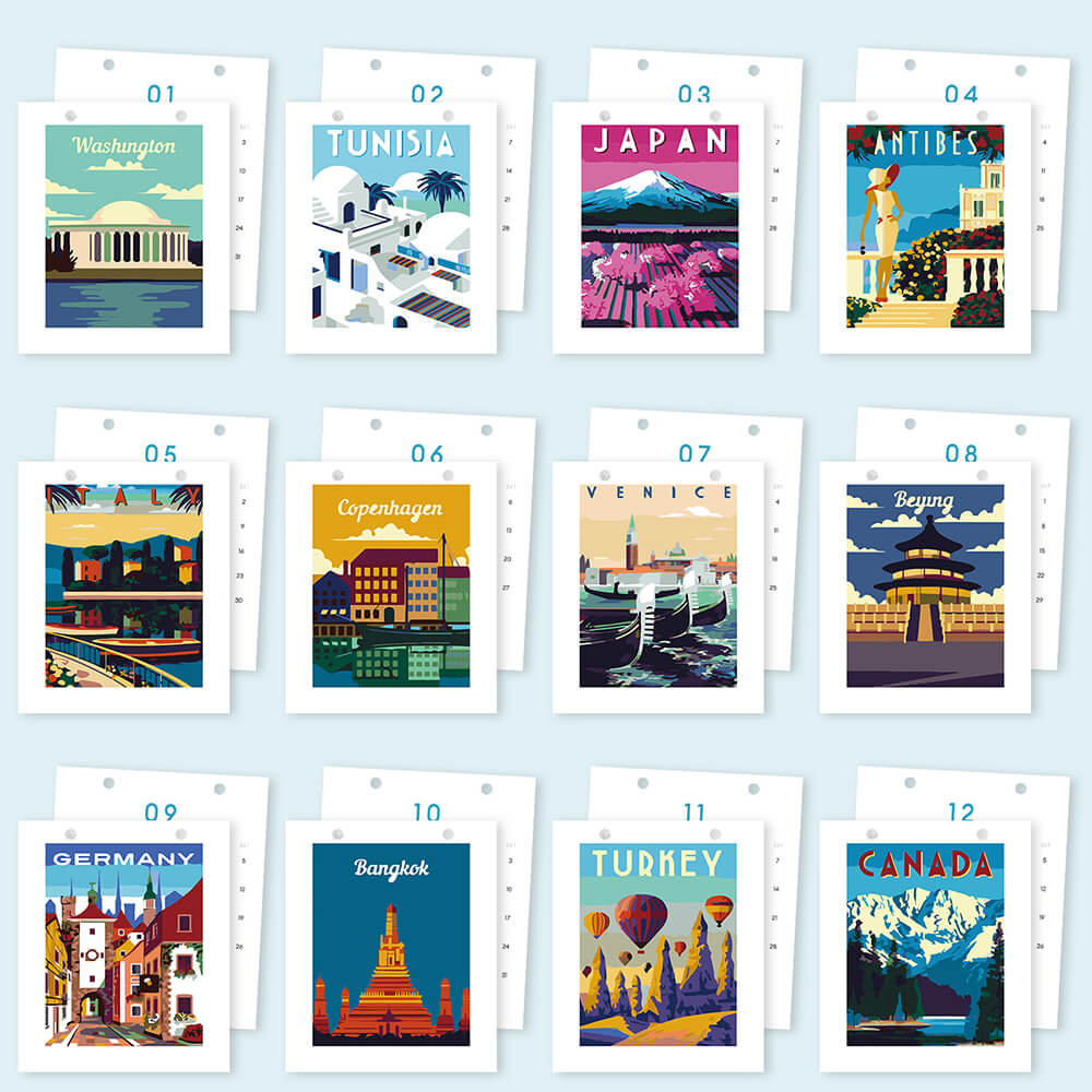 2026 Desk Calendar Paint by Numbers | World Travel