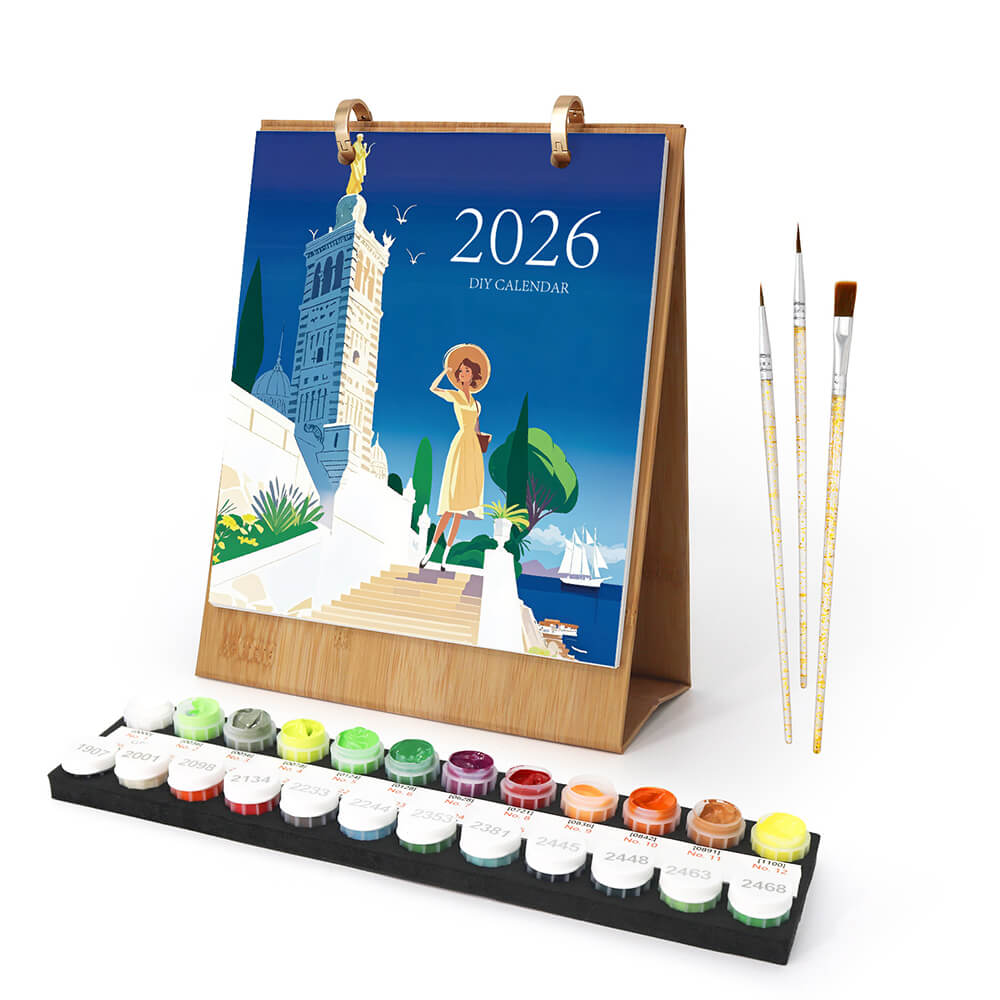 2026 Desk Calendar Paint by Numbers | World Travel