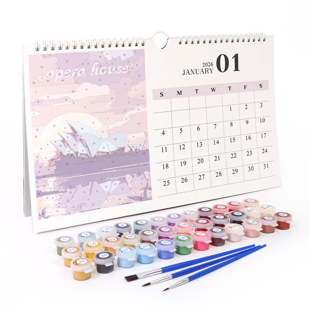 2026 Wall Calendar Paint by Numbers | Famous City Landmarks