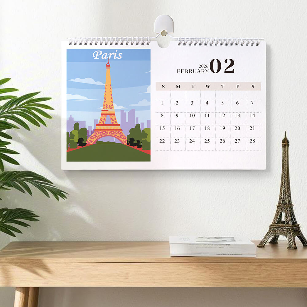 2026 Wall Calendar Paint by Numbers | Famous City Landmarks