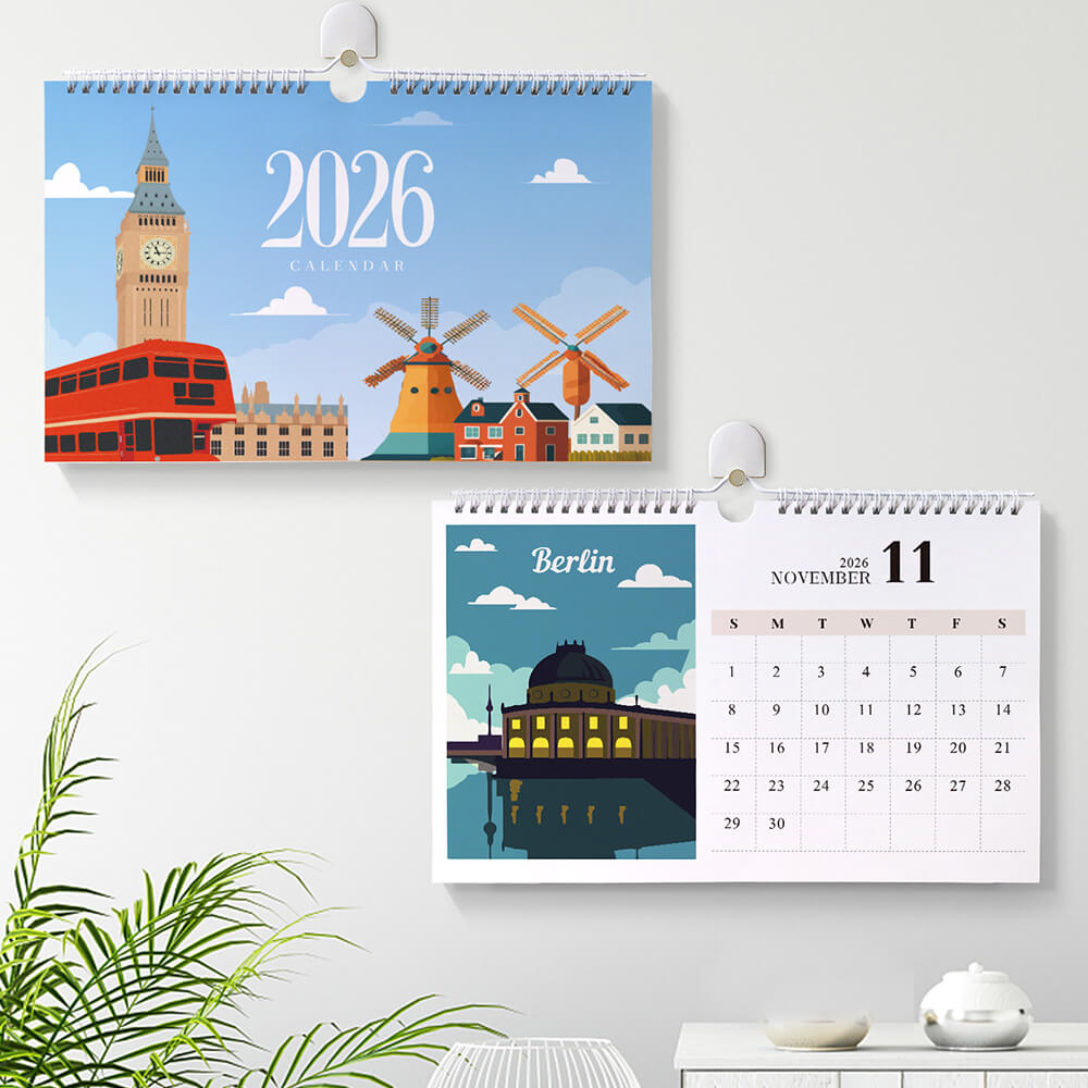 2026 Wall Calendar Paint by Numbers | Famous City Landmarks
