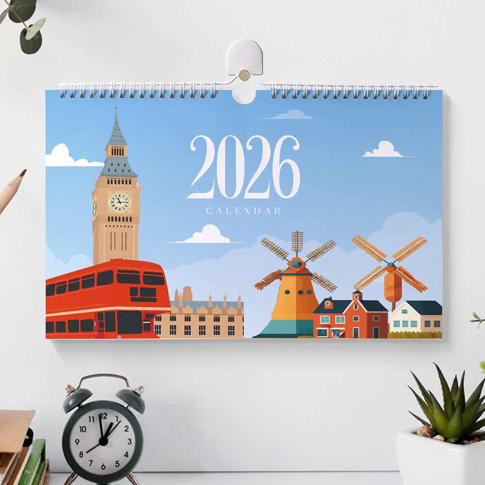 2026 Wall Calendar Paint by Numbers | Famous City Landmarks