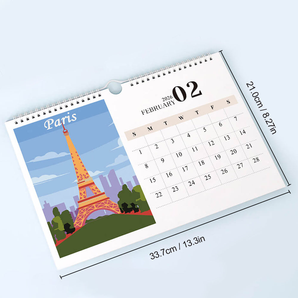 2026 Wall Calendar Paint by Numbers | Famous City Landmarks