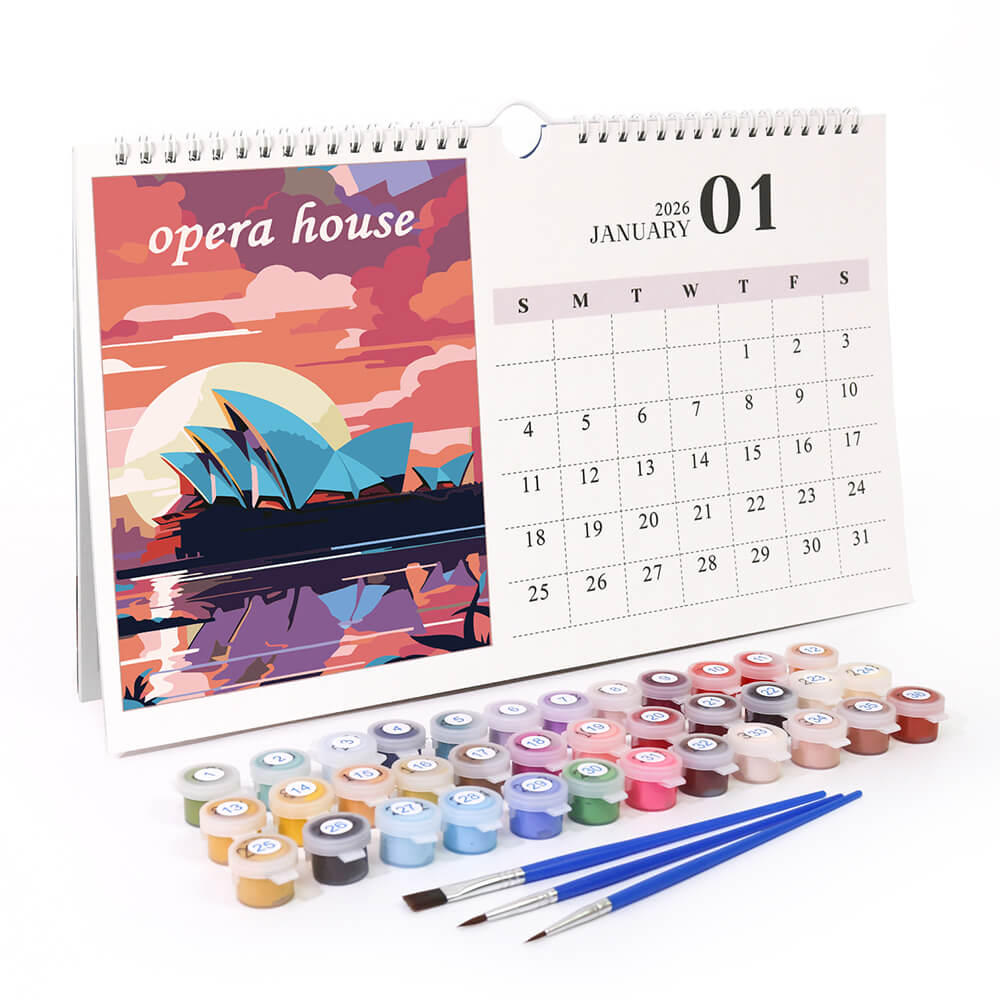 2026 Wall Calendar Paint by Numbers | Famous City Landmarks