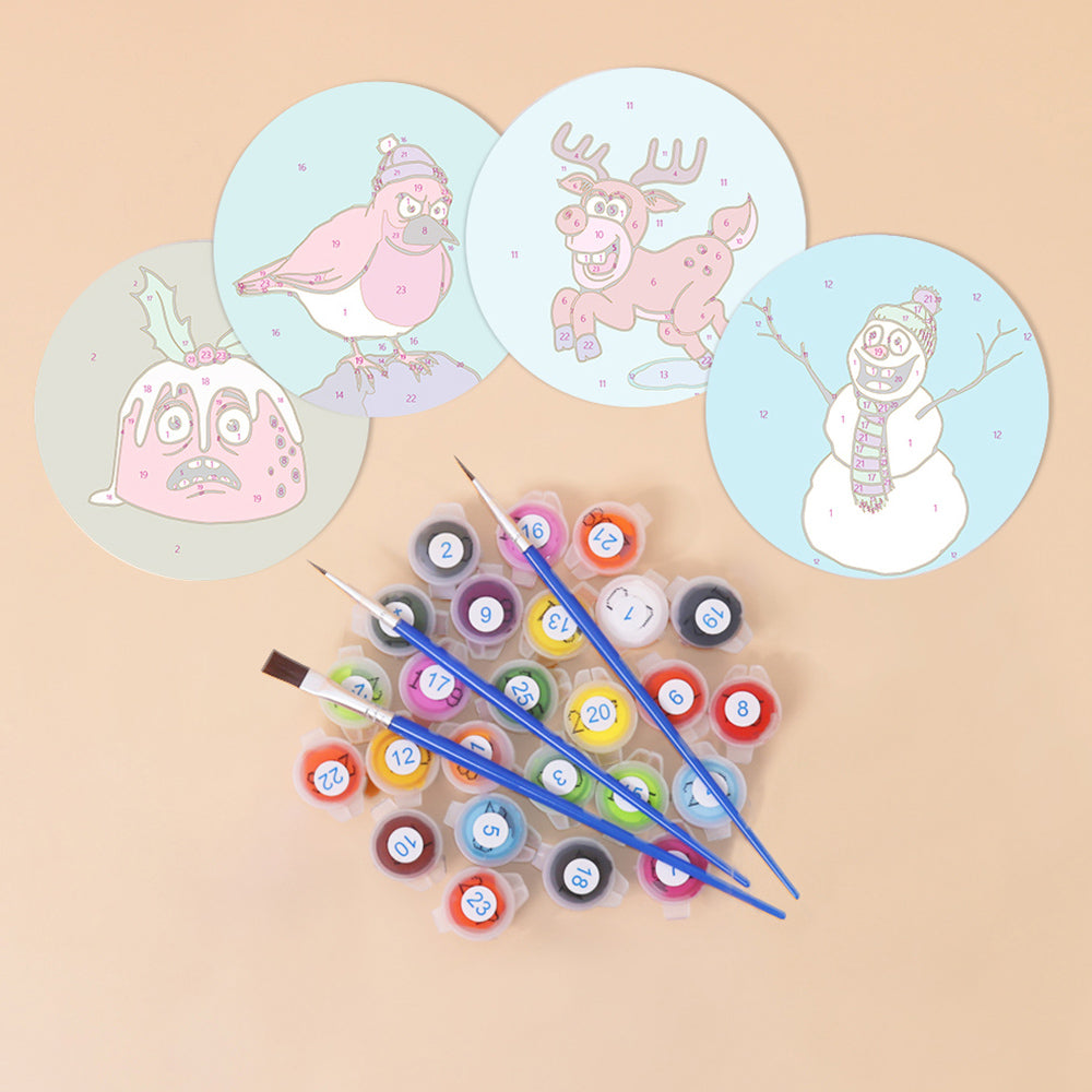 4Pcs Christmas Animal Coasters Paint by Numbers