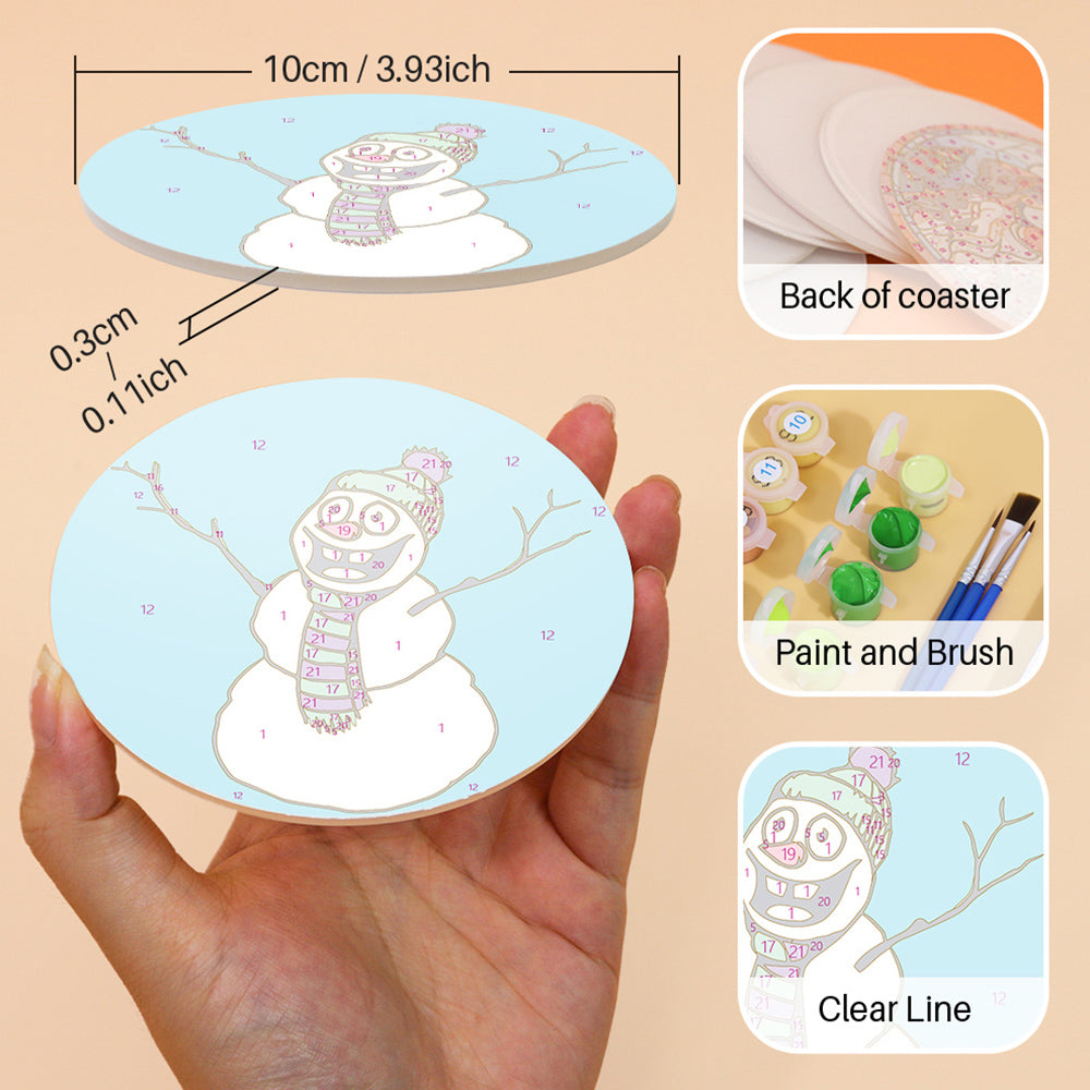 4Pcs Christmas Animal Coasters Paint by Numbers