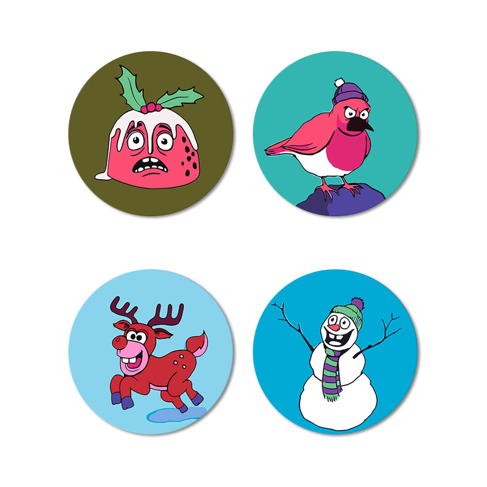 4Pcs Christmas Animal Coasters Paint by Numbers