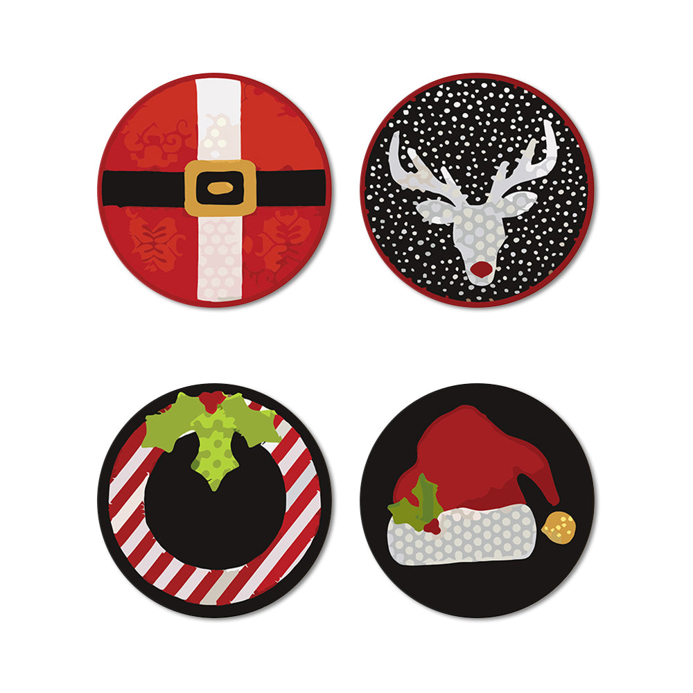 4Pcs Christmas Costumes Coasters Paint by Numbers