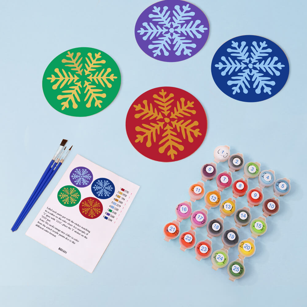 4Pcs Christmas Snowflake Coasters Paint by Numbers