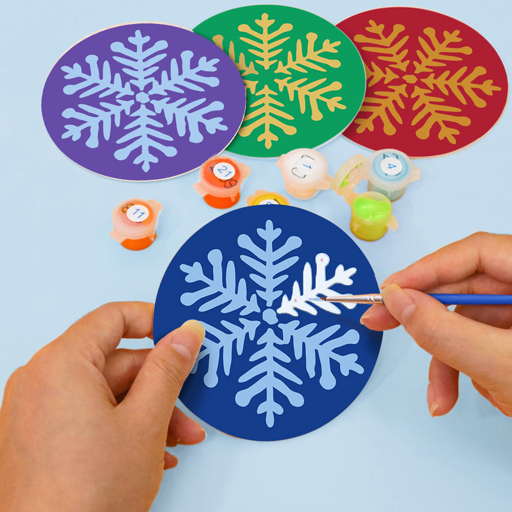 4Pcs Christmas Snowflake Coasters Paint by Numbers