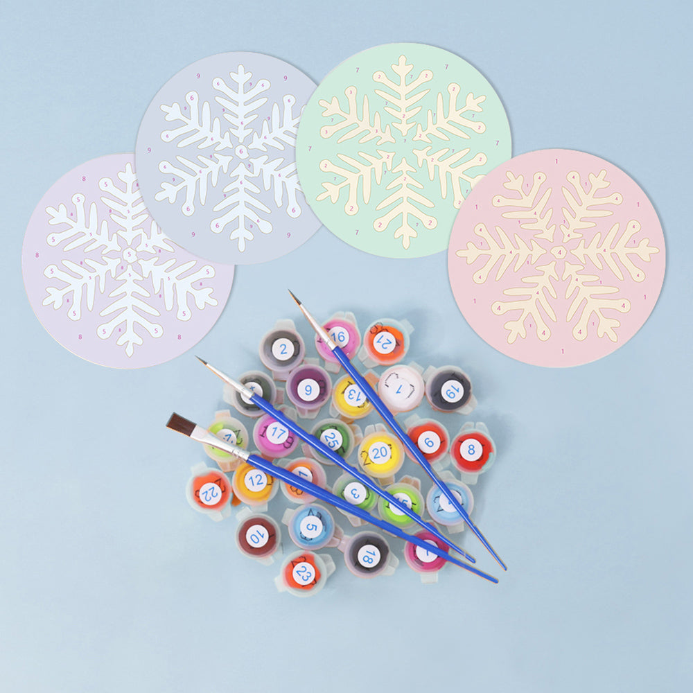 4Pcs Christmas Snowflake Coasters Paint by Numbers