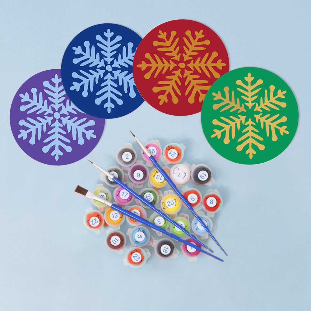 4Pcs Christmas Snowflake Coasters Paint by Numbers