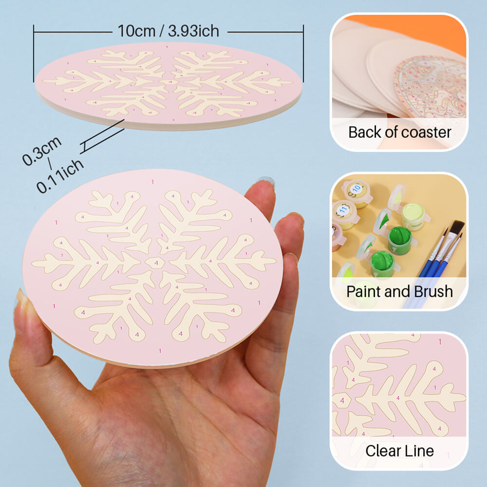 4Pcs Christmas Snowflake Coasters Paint by Numbers