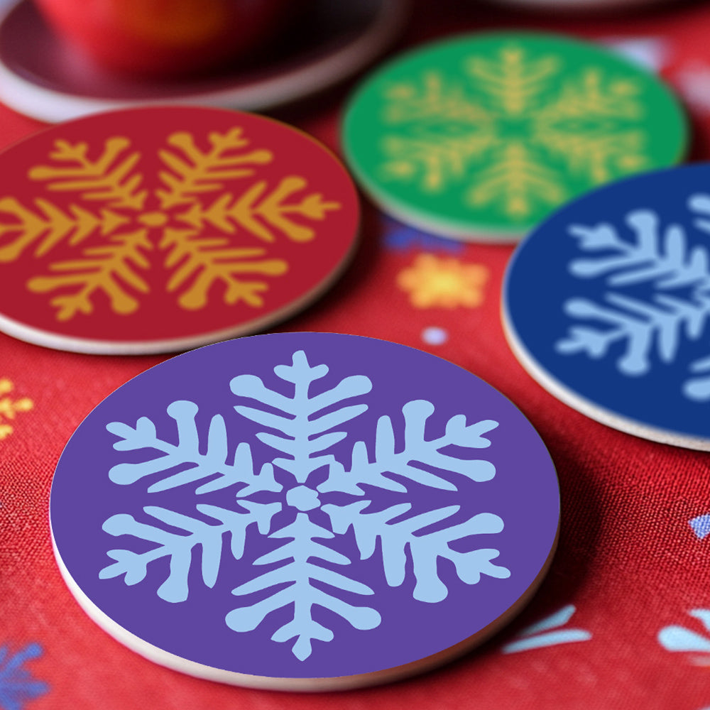 4Pcs Christmas Snowflake Coasters Paint by Numbers