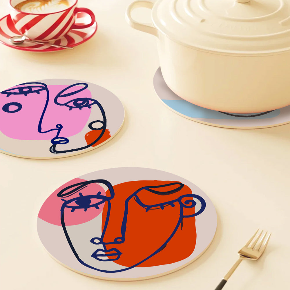 6Pcs Abstract Woman Face Placemats Paint by Numbers