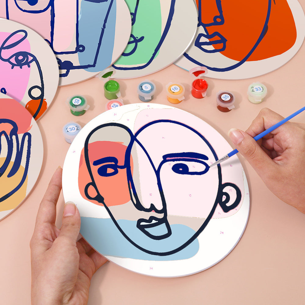6Pcs Abstract Woman Face Placemats Paint by Numbers