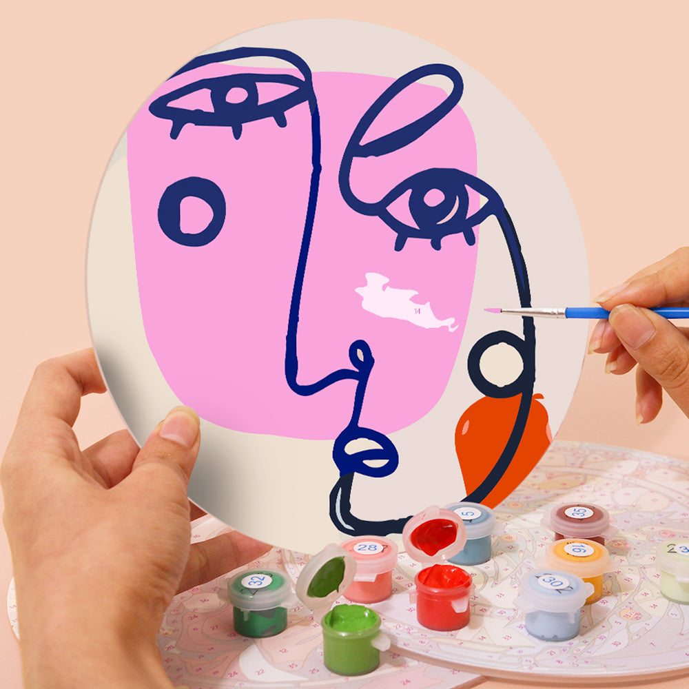 6Pcs Abstract Woman Face Placemats Paint by Numbers