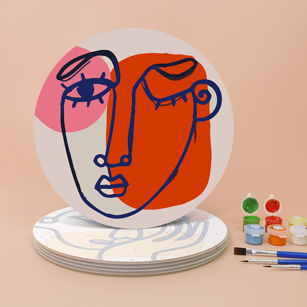 6Pcs Abstract Woman Face Placemats Paint by Numbers
